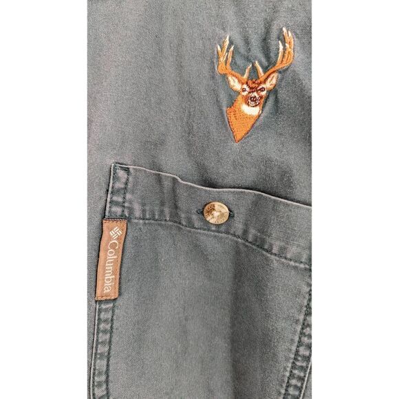 Columbia Men's Brown Embroidered Deer Canvas Shooting Shirt Green Size XL - Picture 1 of 10